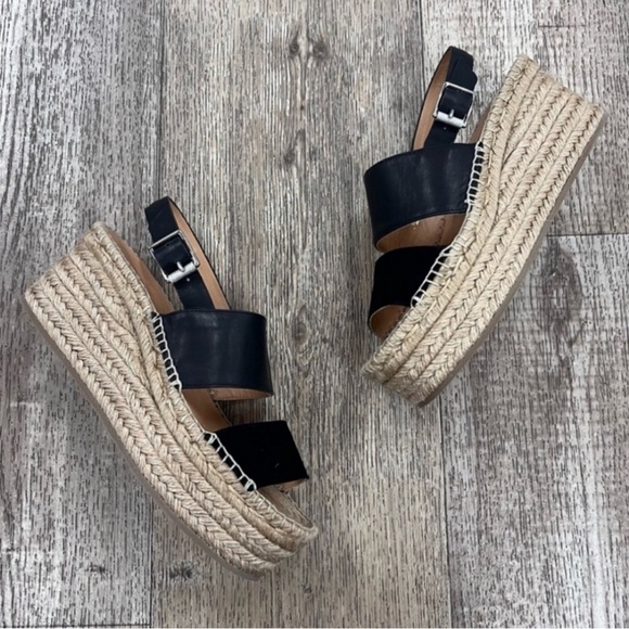 Rag & Bone Edie Black Espadrille Wedge Sandals Size 6.5 - Picture 3 of 15
